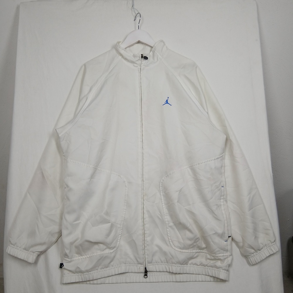 Jordan Brand White Full Zip Windbreaker Jacket Mesh Lined Mens Large Jumpman